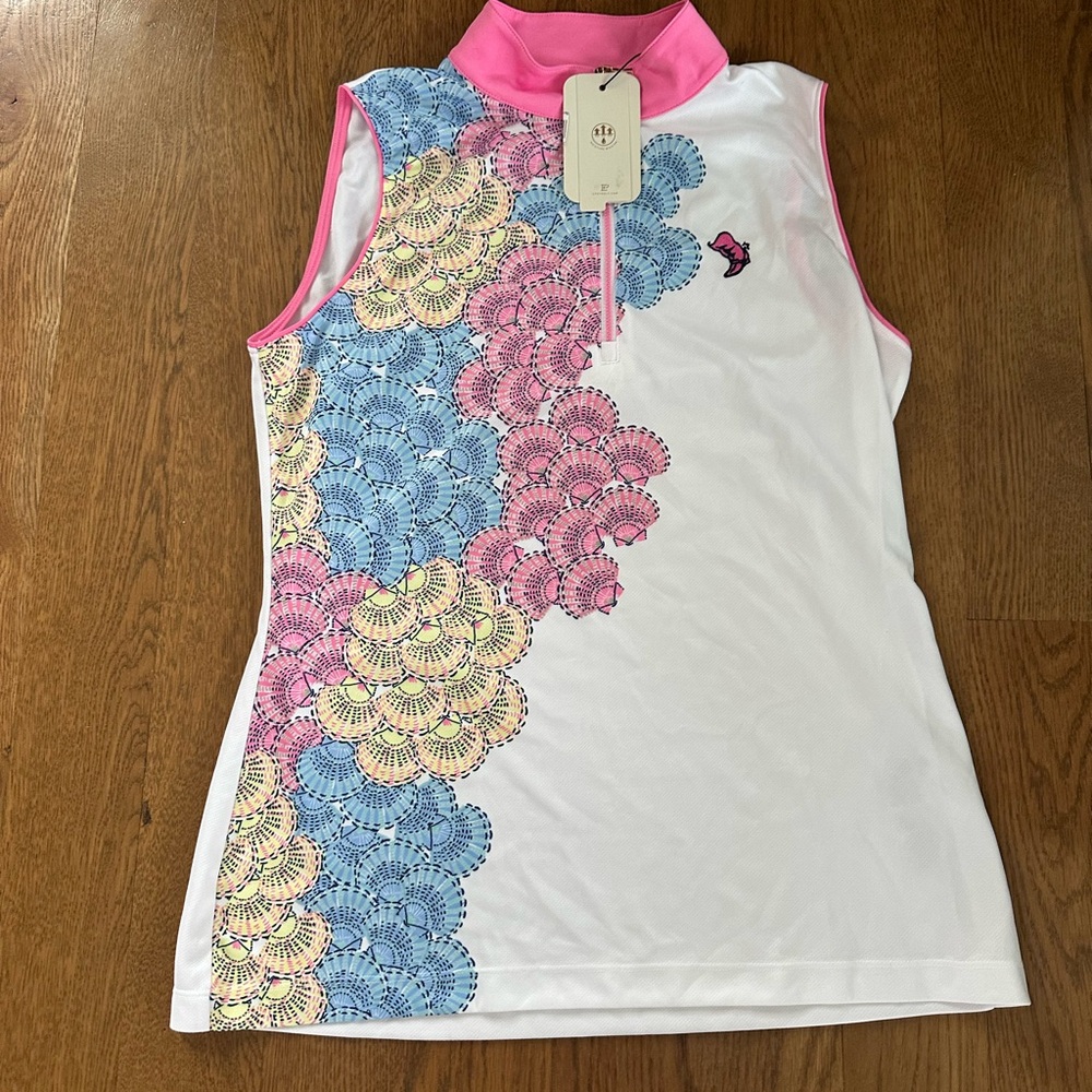 Sleeveless White Top with Colorful Floral Design